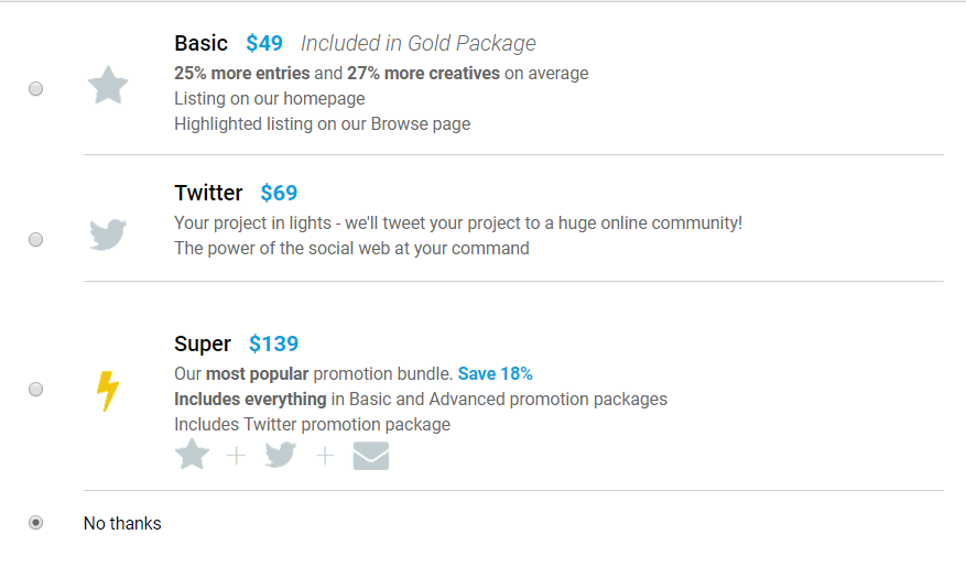social options on Crowdspring